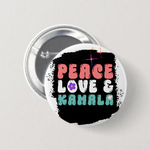 Macaron Rond 5 Cm Kamala Harris 2024 pour le Président Bouton Groovy