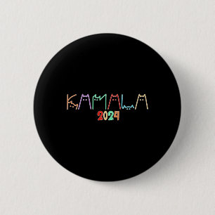 Macaron Rond 5 Cm Kamala Harris Chat Letter Drôle Chat Drôle Drôle D