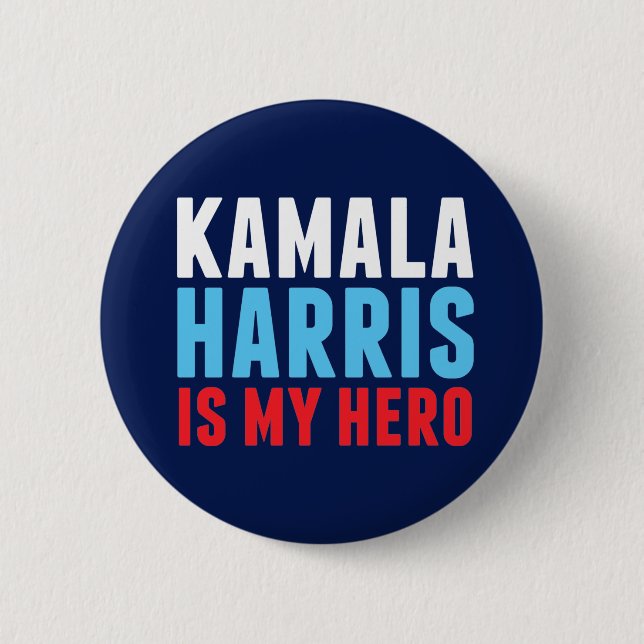 Macaron Rond 5 Cm Kamala Harris est mon héros (Devant)