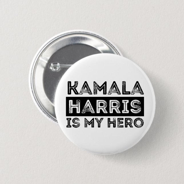 Macaron Rond 5 Cm Kamala Harris est mon héros - Président 2024 (Devant & derrière)
