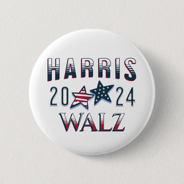 Macaron Rond 5 Cm Kamala Harris et Tim Walz 2024 (Devant)