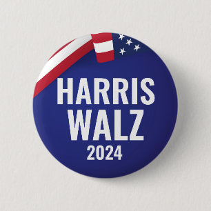 Macaron Rond 5 Cm Kamala Harris Et Tim Walz 2024