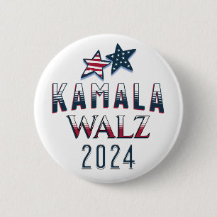 Macaron Rond 5 Cm Kamala Harris et Tim Walz 2024