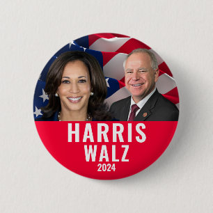 Macaron Rond 5 Cm Kamala Harris Et Tim Walz 2024