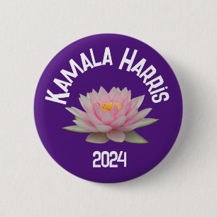 Macaron Rond 5 Cm Kamala Harris Lotus 2024