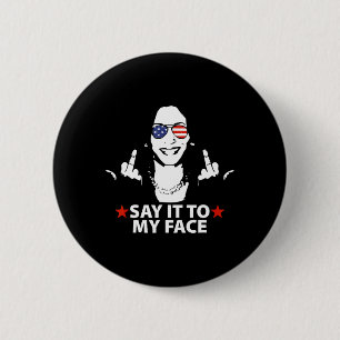 Macaron Rond 5 Cm Kamala Harris Middle Finger Le Dire À Mon Visage 2