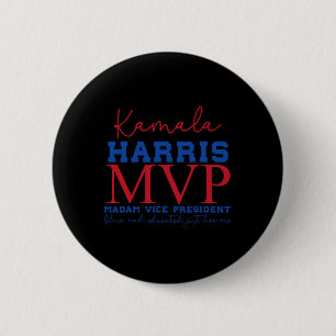 Macaron Rond 5 Cm Kamala Harris MVP Madame la Vice-Présidente Noire