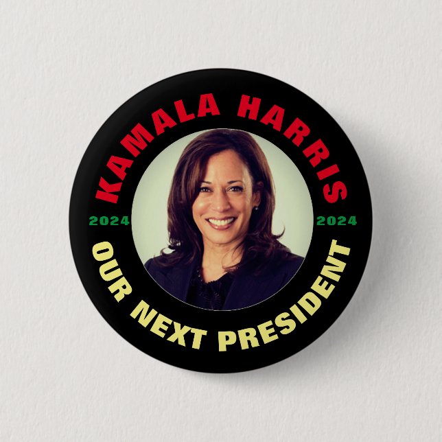 Macaron Rond 5 Cm Kamala Harris Notre prochain président (Devant)