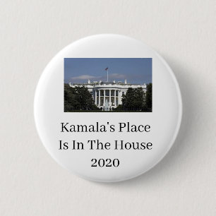 Macaron Rond 5 Cm Kamala Harris Place est dans le bouton Maison Blan