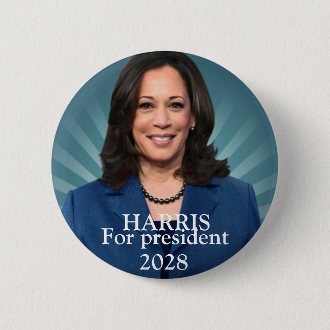 Macaron Rond 5 Cm Kamala harris pour la présidente 2028 femmes (Devant)