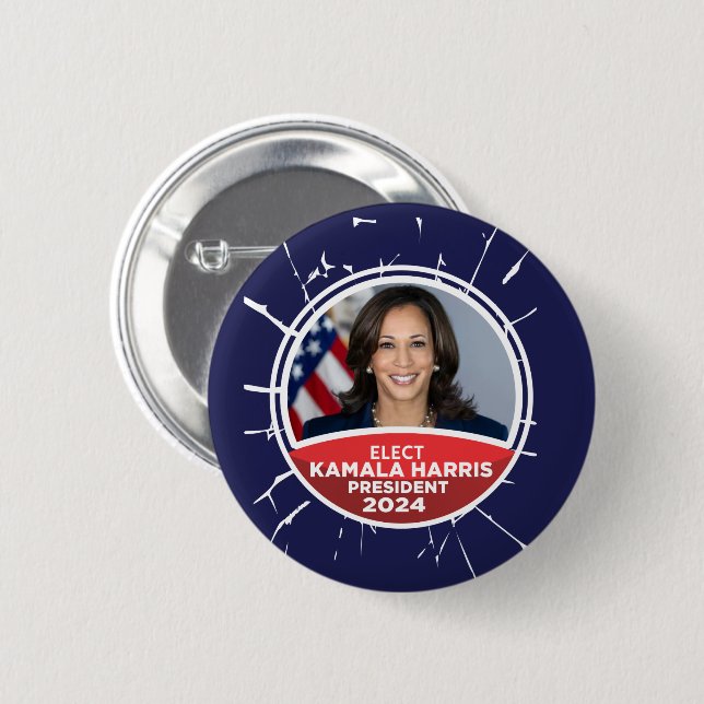 Macaron Rond 5 Cm Kamala Harris pour le Bouton Président 2024 (Devant & derrière)