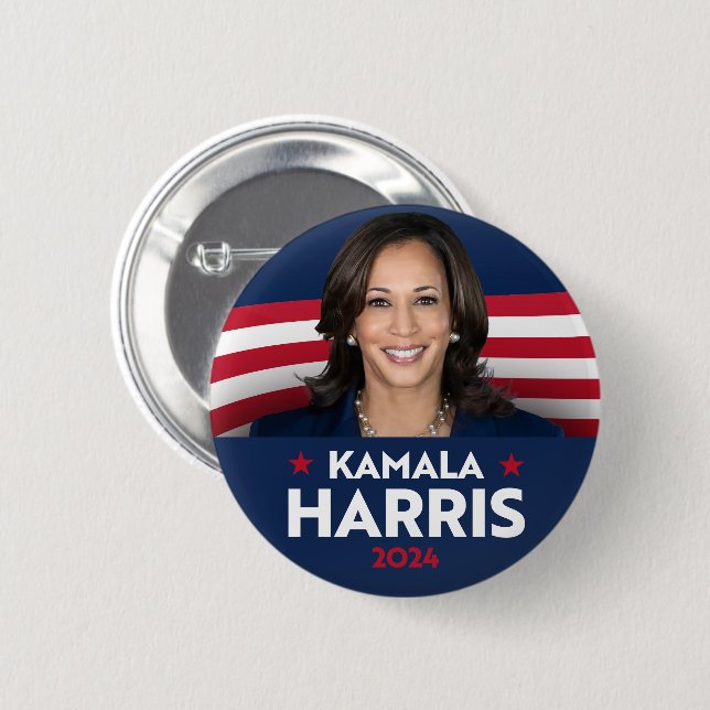 Macaron Rond 5 Cm Kamala Harris pour le président 2024 (Devant & derrière)