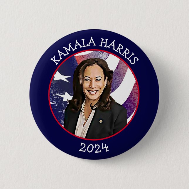 Macaron Rond 5 Cm Kamala Harris pour le président 2024 (Devant)