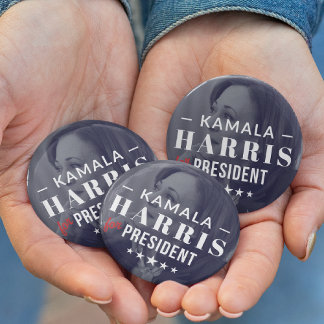 Macaron Rond 5 Cm Kamala Harris pour le président 2024 Photo Button