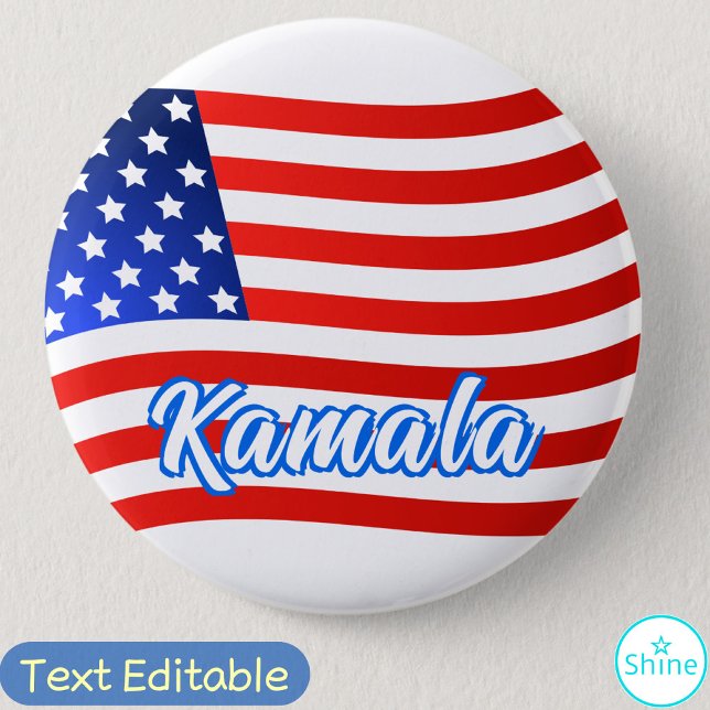 Macaron Rond 5 Cm Kamala Harris pour le président Élégant Script dra (Créateur téléchargé)