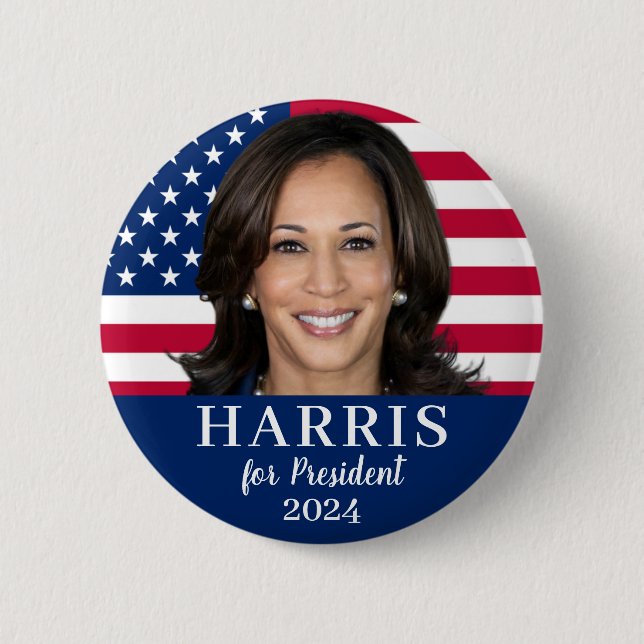 Macaron Rond 5 Cm Kamala Harris Pour Président 2024 (Devant)