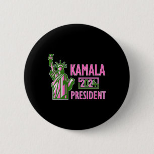 Macaron Rond 5 Cm Kamala Harris Pour Président 2024 Pr Rose Et Vert