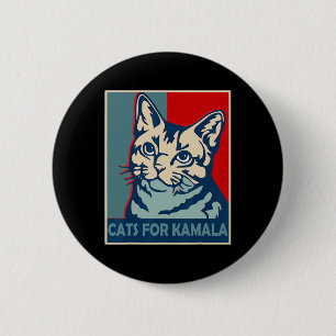 Macaron Rond 5 Cm Kamala Harris Préside La Femme Sans Enfant De Chat