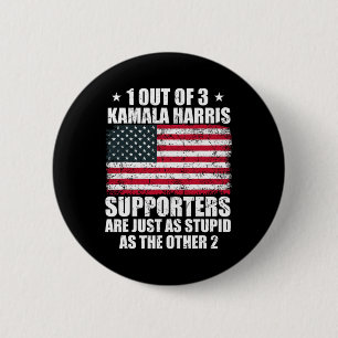Macaron Rond 5 Cm Kamala Harris Stupide plaisanterie Drapeau América