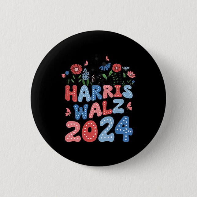 Macaron Rond 5 Cm Kamala Harris Tim Walz (Devant)