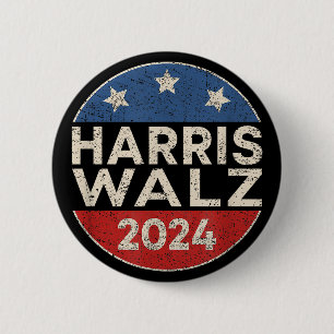 Macaron Rond 5 Cm Kamala Harris Tim Walz Valse 2024 Rétro hommes fem