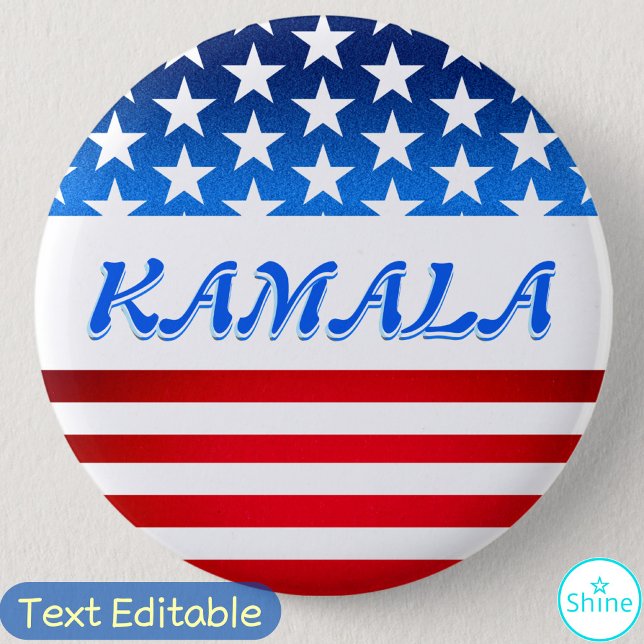 Macaron Rond 5 Cm Kamala Harris USA Drapeau Personnalisé Texte Élect (Créateur téléchargé)