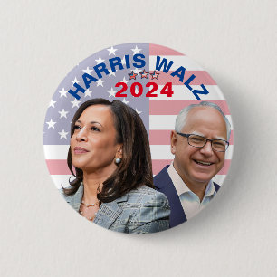 Macaron Rond 5 Cm Kamala Harris Walz Photo - Président Vice Photos