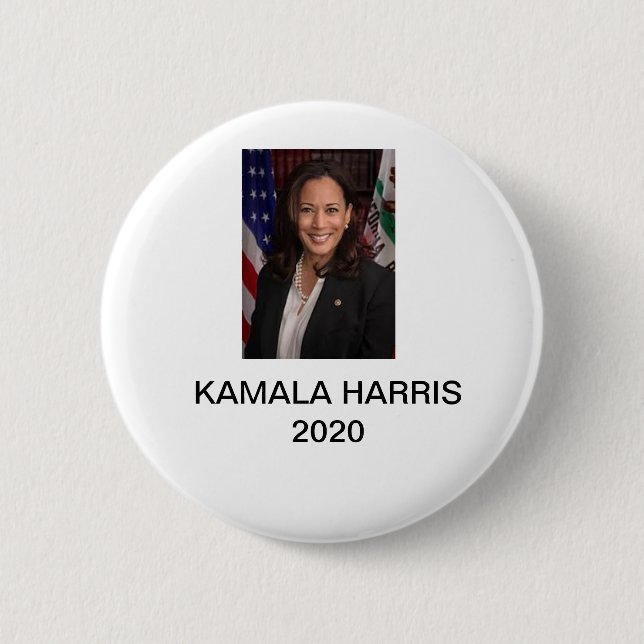 Macaron Rond 5 Cm Kamala Rris pour le Bouton Président 2020 (Devant)