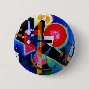 Macaron Rond 5 Cm Kandinsky en peinture Abstraite bleue