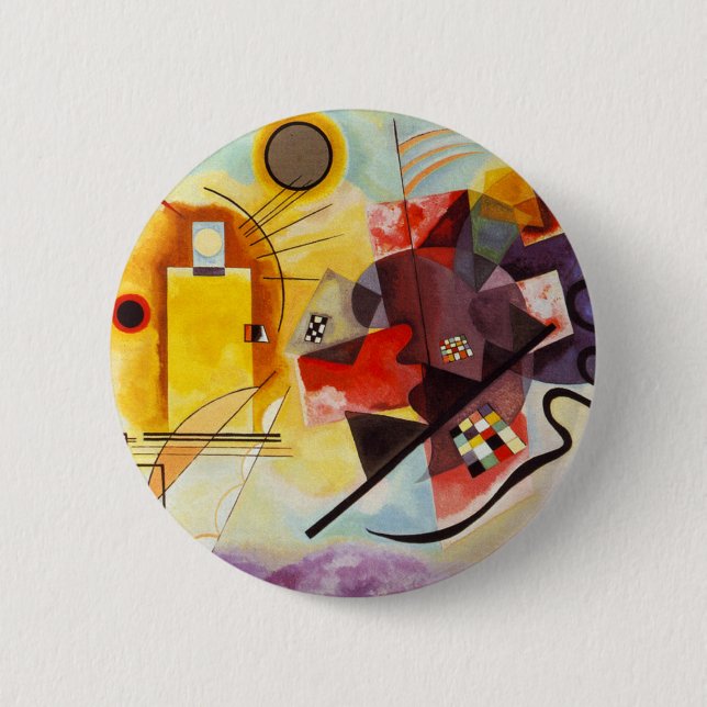 Macaron Rond 5 Cm Kandinsky jaune bleu (Devant)