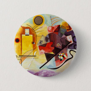 Macaron Rond 5 Cm Kandinsky jaune rouge bleu Abstrait peinture