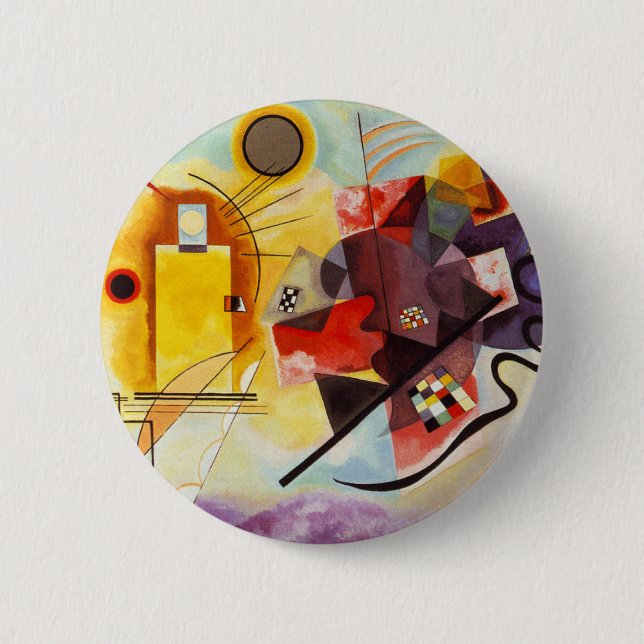 Macaron Rond 5 Cm Kandinsky jaune rouge bleu Abstrait peinture (Devant)