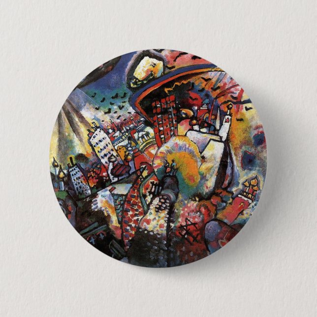 Macaron Rond 5 Cm Kandinsky Moscou I Cityscape peinture Abstraite (Devant)