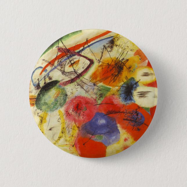 Macaron Rond 5 Cm Kandinsky Noir frappe la peinture Abstraite (Devant)