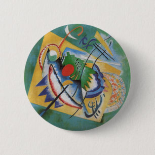 Macaron Rond 5 Cm Kandinsky rouge ovale Abstraite oeuvre d'art vert