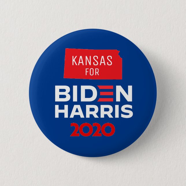 Macaron Rond 5 Cm Kansas pour Biden Harris 2020 (Devant)