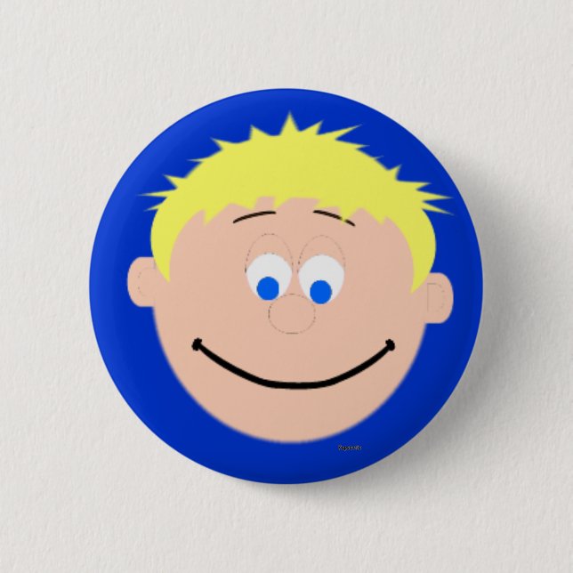 Macaron Rond 5 Cm Kapskids Boy Blonde Blue Eyed Face Bouton Badton (Devant)