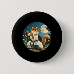 Macaron Rond 5 Cm Karate Écureuil Lune Taekwondo Arts Martiaux