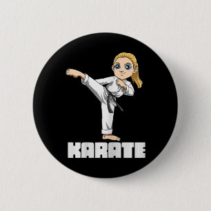Macaron Rond 5 Cm Karate Girl - Enfant des arts martiaux japonais