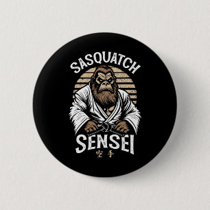Macaron Rond 5 Cm Karate Guerrier Légende Sasquatch Sensei Bigfoot M
