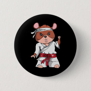 Macaron Rond 5 Cm Karate Hamster Kickboxing Art Martial Jiu Jitsu Fa