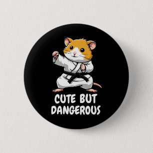 Macaron Rond 5 Cm Karate Hamster Mignonne Mais Dangereux Martial Ar