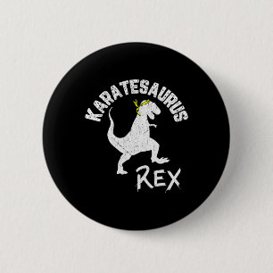 Macaron Rond 5 Cm Karate Karatesaurus Rex Dinosaure Drôle d'Art Mart