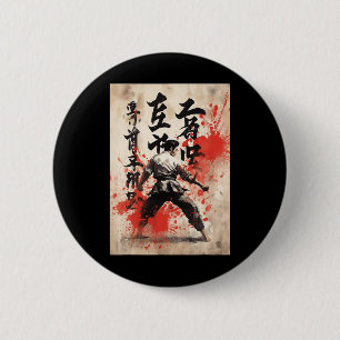 Macaron Rond 5 Cm Karate Kyokushin Calligraphie Japonaise Arts Marti