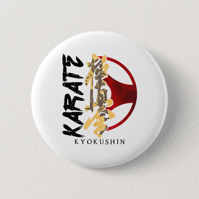 Macaron Rond 5 Cm Karate Kyokushin Martial Arts Trainer Fighter Mart (Devant)