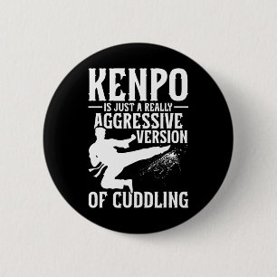 Macaron Rond 5 Cm Karate Martial Arts Girl Lady Kenpo School Fighter