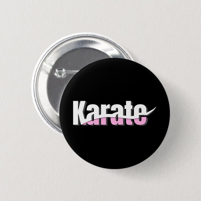 Macaron Rond 5 Cm Karate Martial Arts Girl Rose (Devant & derrière)