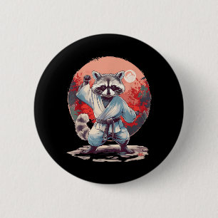 Macaron Rond 5 Cm Karaté Raton Animal Mma Taekwondo Arts Martiaux