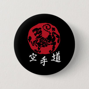 Macaron Rond 5 Cm Karate Shotokan Rouge Arts Martiaux Taekwondo Blac