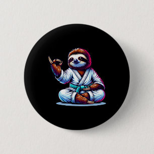 Macaron Rond 5 Cm Karate Sloth Embrasser la sérénité du calme